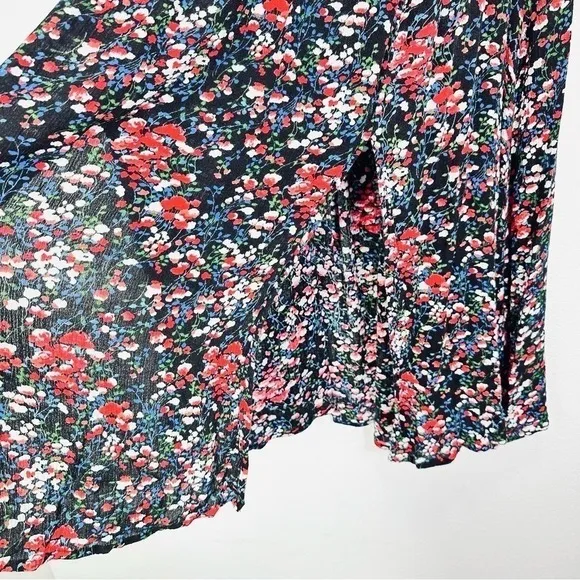 Lulus Ditsy Floral Dark Off‎ the Shoulder Smocked Bodice Midi Dress Milkmaid Med - Image 5