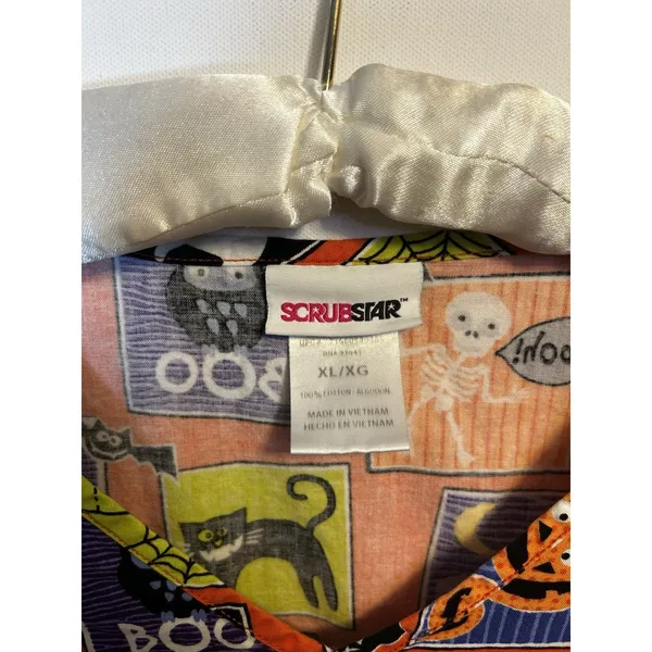 ScrubStar Halloween Scrub Top XL Ghost Pumpkin Black Cat Nurse Cotton Fun - Image 5