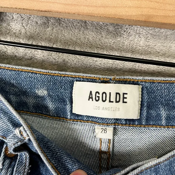 AGOLDE‎ Nico High Rise Slim Shorline Distressed Crop Jeans 26 Classic Minimalist - Image 9