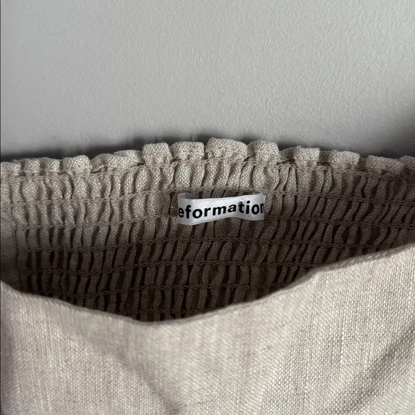 Reformation France Linen Crop Top in Oatmeal 6 - Image 5