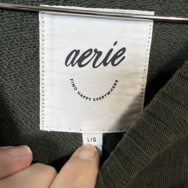 Aerie Sweatshirt Womens Large Olive Green Bright Star Studded Oversized Pullover - Image 4