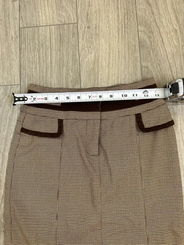 Bebe Houndstooth Pencil Midi Skirt Brown Vintage Size 4 - Image 7