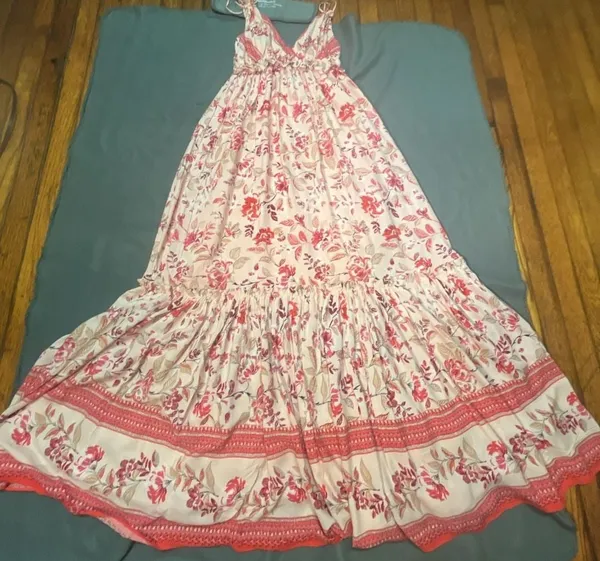 Blue Rain Pink Floral Maxi Dress Size S - Image 4