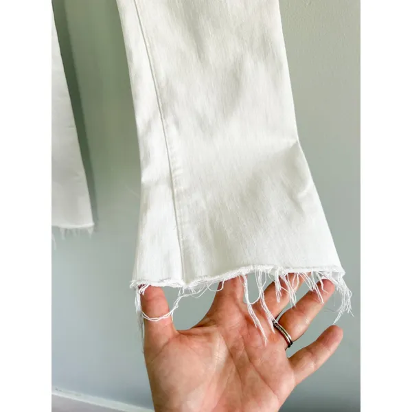 Madewell | EUC Cali Demi-Boot Jeans Pure White Raw Hem Cropped Flare | Sz 28 - Image 4