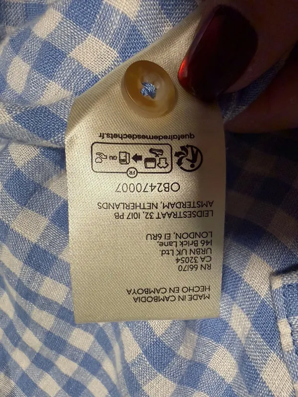 Pilcro Linen Blue Gingham Button Down Shirt - Image 6
