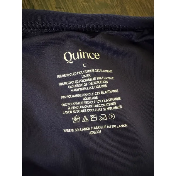 NWOT Quince Italian Cross Back One Piece Swimsuit Deep Navy Size Large - Image 8