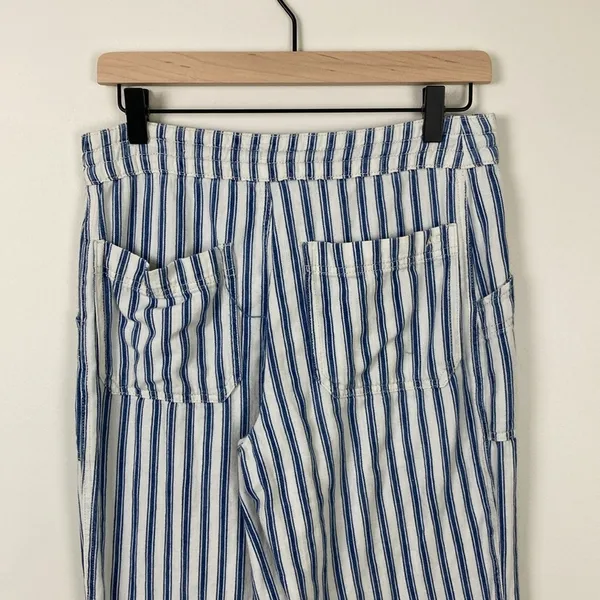 American Eagle Striped Pants Cotton Coastal Women’s Size 6 Blue White Beach - Image 9