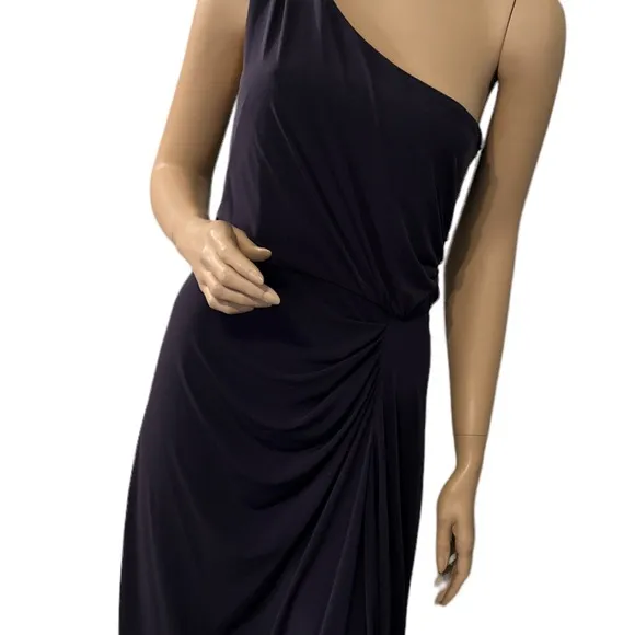 Max And Cleo One‎ Shoulder Dress Eggplant Size 6 Ruched Side - Image 4