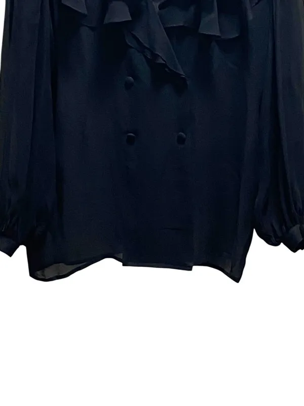 Lillie Rubin Vintage Silk Blouse Black Size M Romantic Dark Coquette Whimsigoth - Image 5