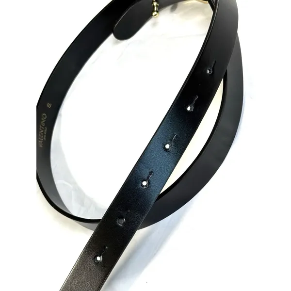 Valentino Garavani Valentino Milano Black Leather Belt with Gold V-Logo Buckle Size S Quiet Luxury - Image 4