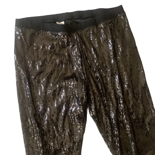 Black Sequined Leggings Size M - Image 3