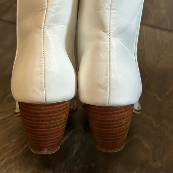 White Western Ankle‎ Boots Pointed Toe Cowboy Booties Size 9 EUR 40 - Image 4