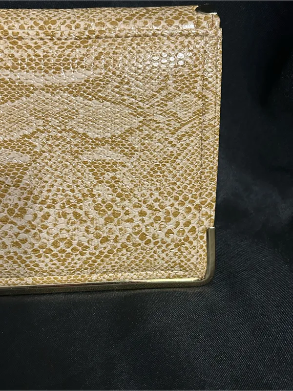 Gold Snakeskin Embossed Women’s Clutch Bag - Image 6
