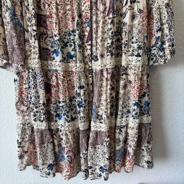Knox Rose Patchwork Boho Tiered Lace Dress Size S - Image 3