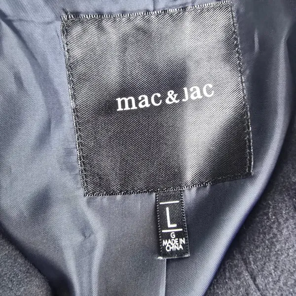 Mac &‎ Jac Navy Blue Ruffle Trim Double Breasted Pea Coat Jacket Womens Large - Image 4