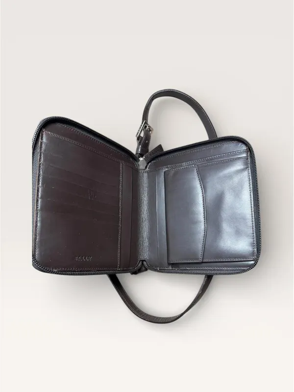 Bally Vintage Crossbody Wallet Zip Organizer Leather Strap - Image 3