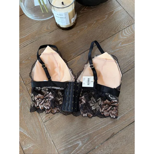 Anthropologie NWT Under Projection Black/ Nude Lace Bra Size‎ Small - Image 2