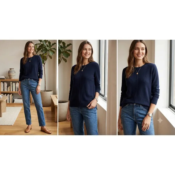 Banana Republic Navy Merino Wool Cashmere Blend Crew Neck Sweater‎ XS Filpucci - Image 2