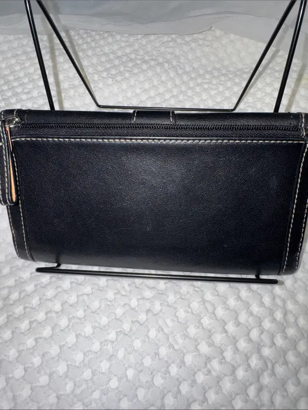 Coach Black Leather Buckle Continental Wallet- Vintage - Image 3