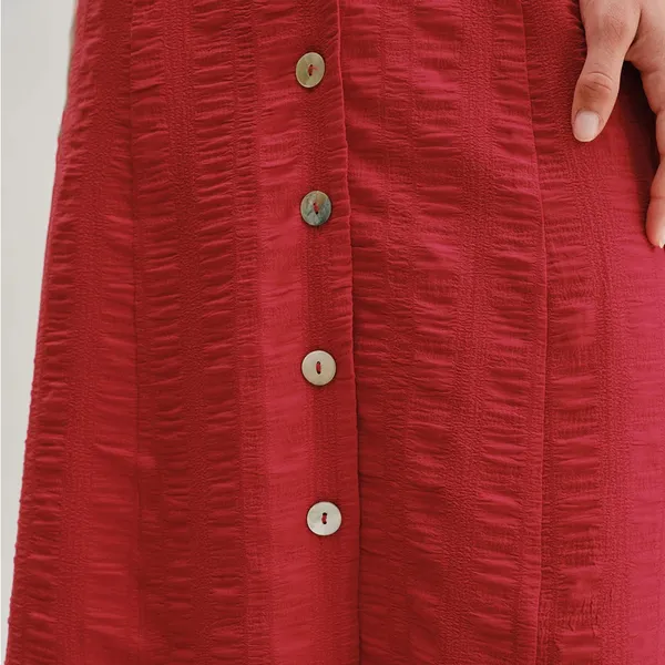 Rihoas Red Belted A-Line Midi Dress - Image 4