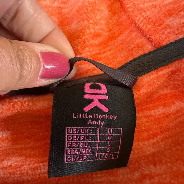 Little Donkey Andy size medium orange pink trim full zip hoodie jacket - Image 3