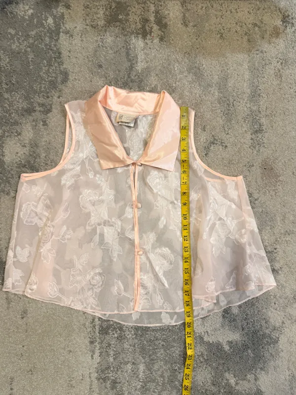 California Dynasty Delicate Sheer Floral Button-Front Top - Image 8