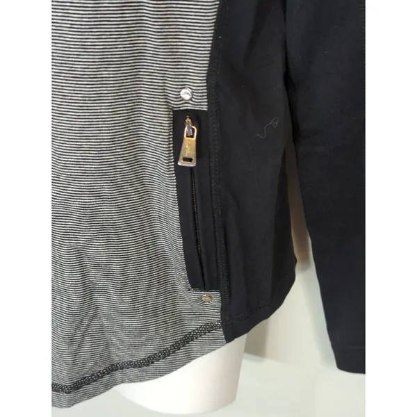 Lauren Ralph Lauren Black &‎ White Striped Full zip Track Jacket Womens Small - Image 3
