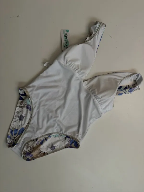 Freshwater Swimsuit One Piece Floral Ruffle Plunge Lined Removable Padding - Image 9