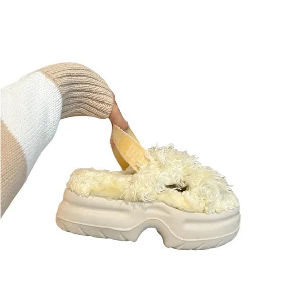 UGG Fluff Sugar Mellow Yellow Platform Slingback Sandals Slippers - Image 4