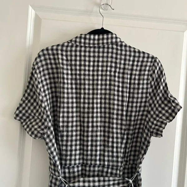 Quince Black and White Gingham Button-Front Midi Dress - Image 5