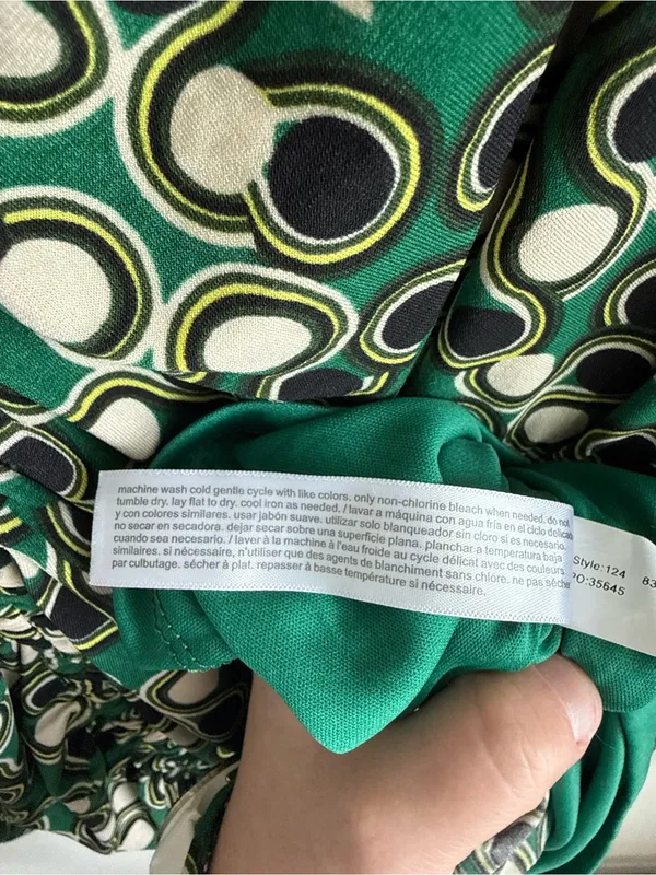 ELOQUII Green Abstract Print Ruched Midi Maxi Dress Long Sleeve Size 18 - Image 11