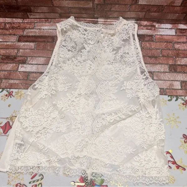 Free People cream Lace open crossover top L - Image 11
