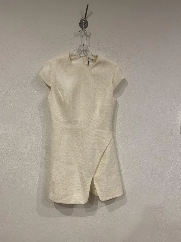 Commense Dress Womens Small White Asymmetric Sheath Short Sleeve Mini Textured - Image 2