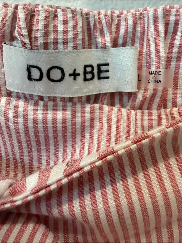DO+BE Coastal Grandma Pink Striped Wide Leg Cropped Tie Front Pants L - Image 5