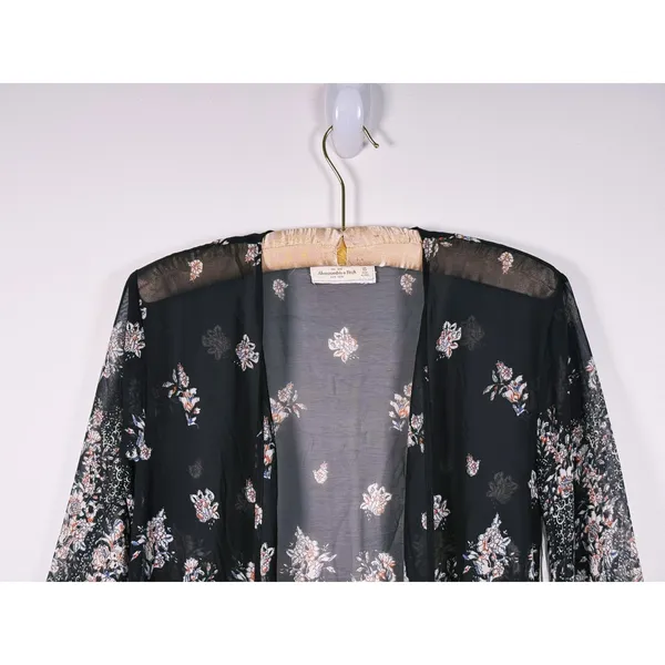 Abercrombie Boho Fringe Kimono Size XS Black Hippie Festival Coachella Western - Image 5
