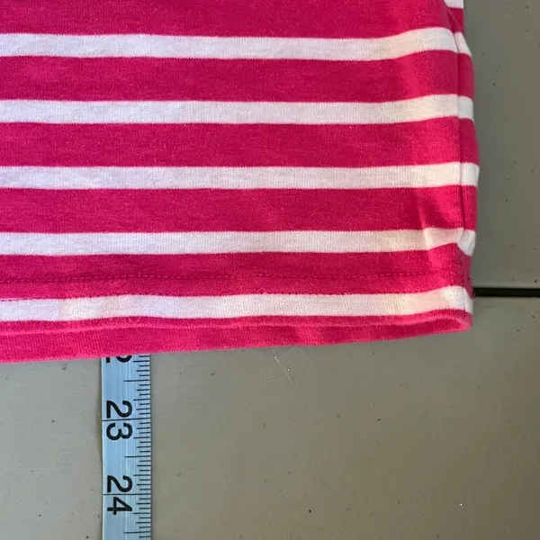Chaps Classics Pink White Striped Cotton Button Shoulder Tee Shirt Womens Medium - Image 9