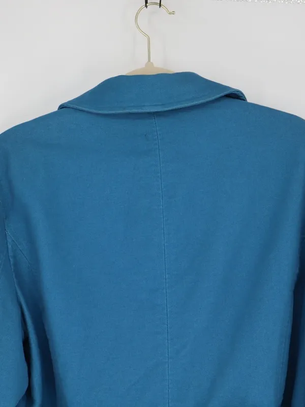 L.L.Bean Cumberland Jacket Women’s Mediim Regular Teal Blue Belted Cotton Trench - Image 10