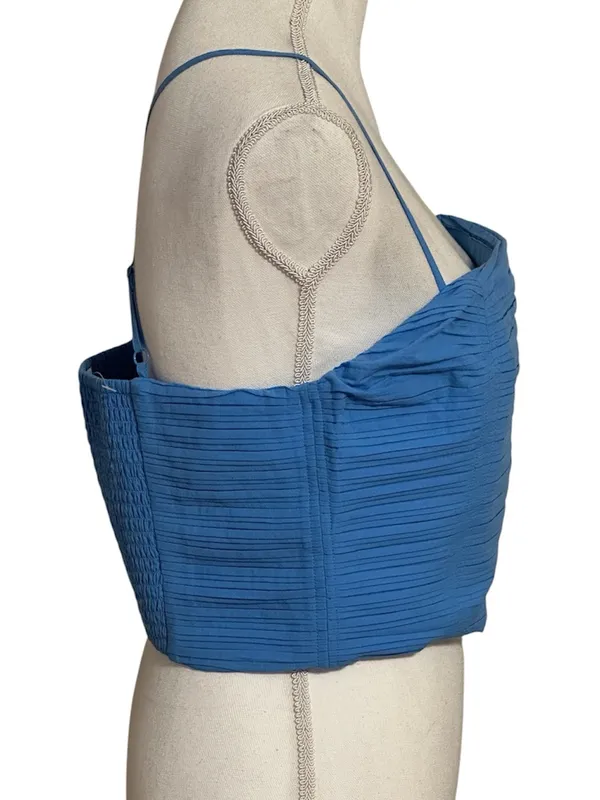 Madewell Blue Crinkle Poplin Crop Spaghetti Strap Tube Top NWT - Image 2