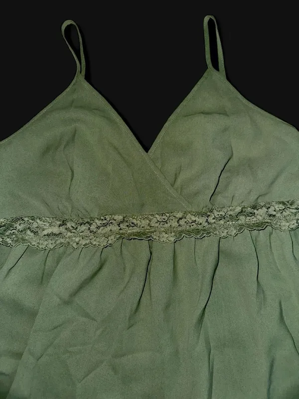 SheIn Maternity Olive Green Lace-Trim Cami Tank Top - Image 2