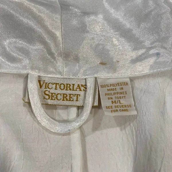 Victoria’s Secret Satin Robe M/L Ivory Champagne Vintage Lingerie Kimono - Image 5