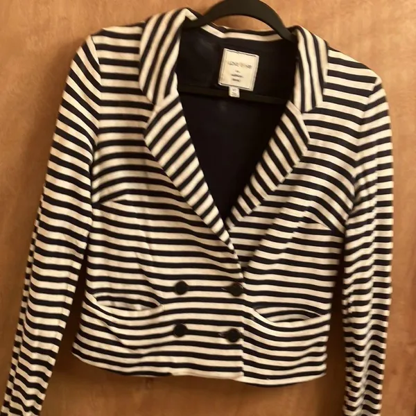 Blue and white stripe nautical style blazer woman’s size small - Image 4