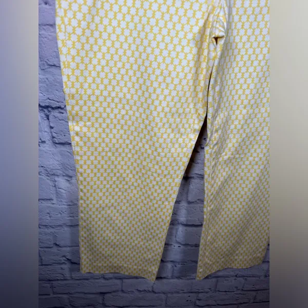 J. Crew Yellow White City‎ Fit Stretch Cropped Pant Womens size 6 - Image 3