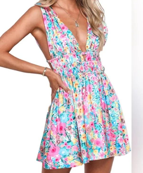 Floral open back sundress Pink - Image 4