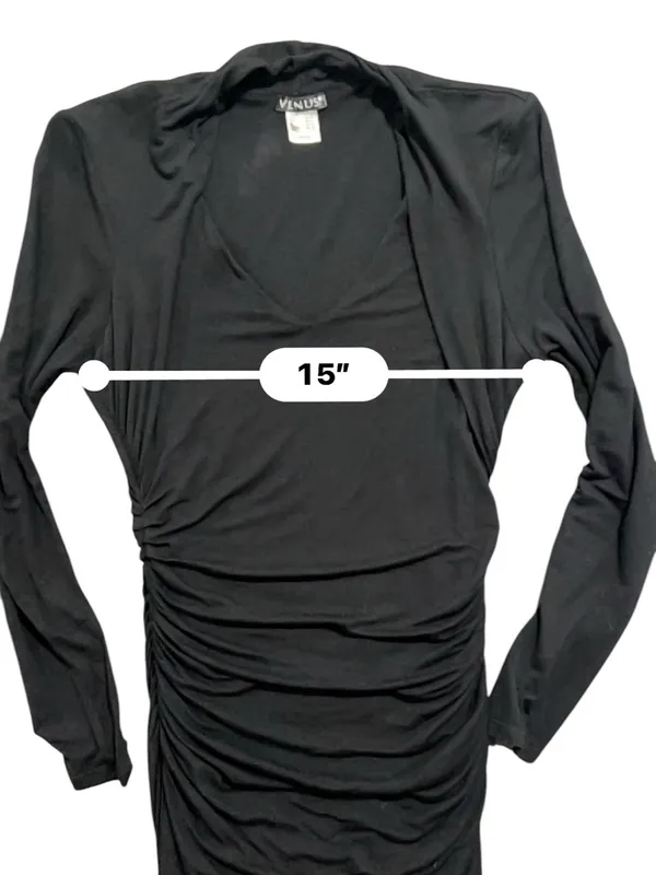 VENUS Black Long Sleeve‎ Ruched Midi Dress - Image 8