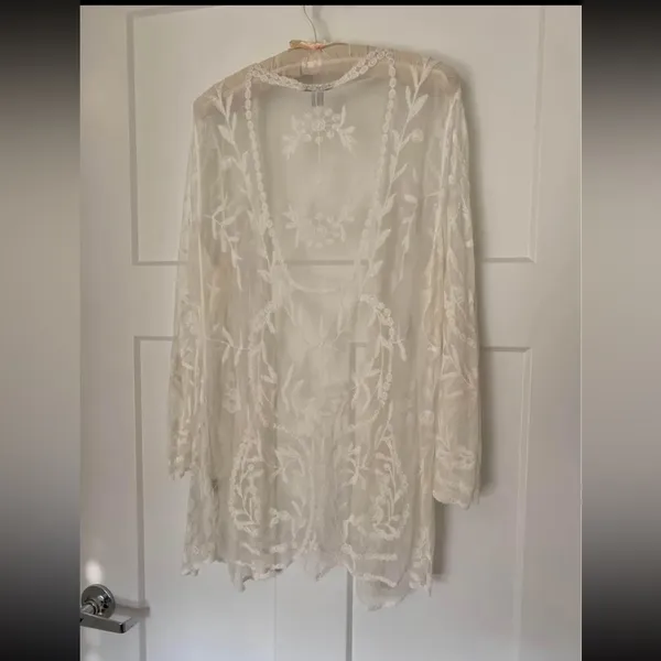 Nina Leonard Large/XL Lace Kimono Cardigan, Bridal Kimono, Bridal Shower Kimono - Image 2