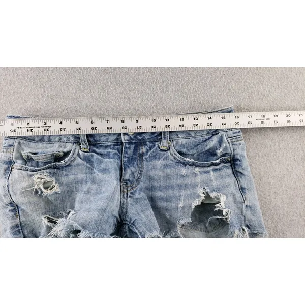 American Eagle Womens Sz 4 Distressed Denim Shorts Hi Rise Micro Short 32" Waist - Image 8