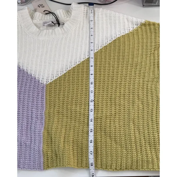 Sincerely Jules Colorblock Chunky Knit Sweater Oversized Drop‎ Shoulder Med NWT - Image 7