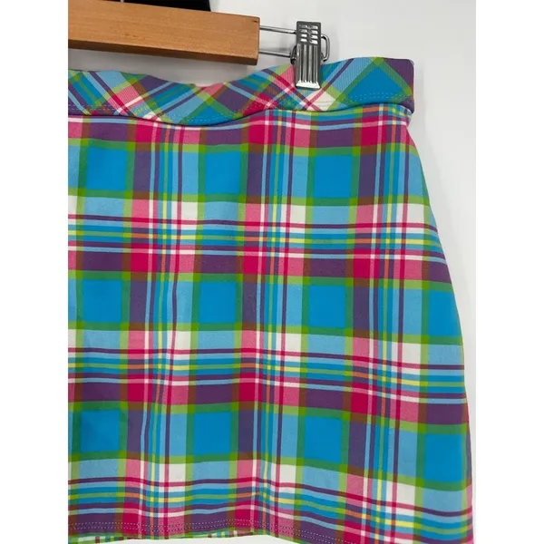 Lilly Pulitzer Madras Plaid‎ Micro Mini Skirt Stretch Size Small Pull On Preppy - Image 2