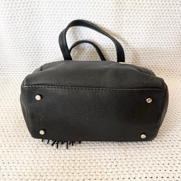 Kate Spade Small Top Zip Alena Black Leather Satchel Shoulder Bag Tassel Fob - Image 7