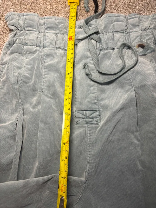 NEW! FREE PEOPLE Margate Pleated Velvet Trousers Washed Out Aqua Green Size XS - Image 9